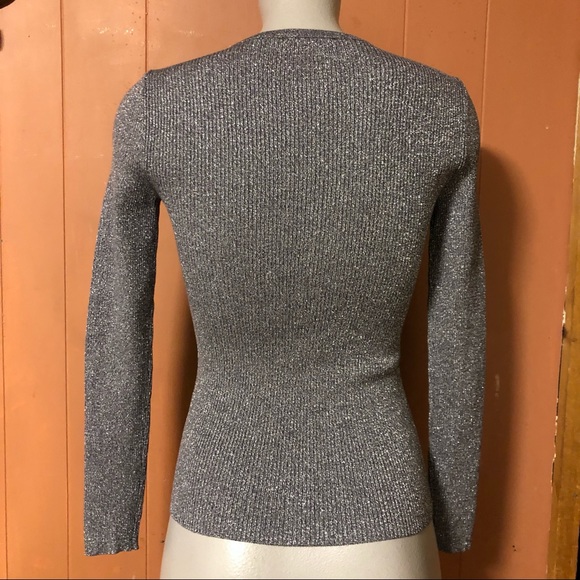 NWT INC Silver Keyhole Chest Cutout Metallic Top 0P - 2P - Picture 6 of 10